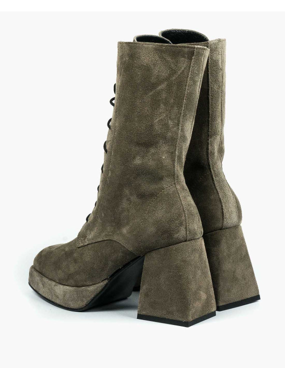 Szare botki damskie skórzane