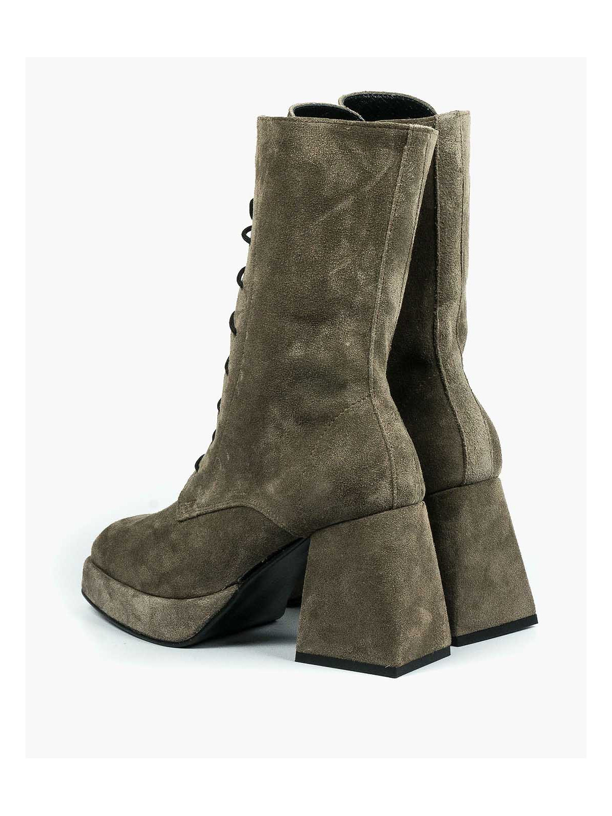 Szare botki damskie skórzane