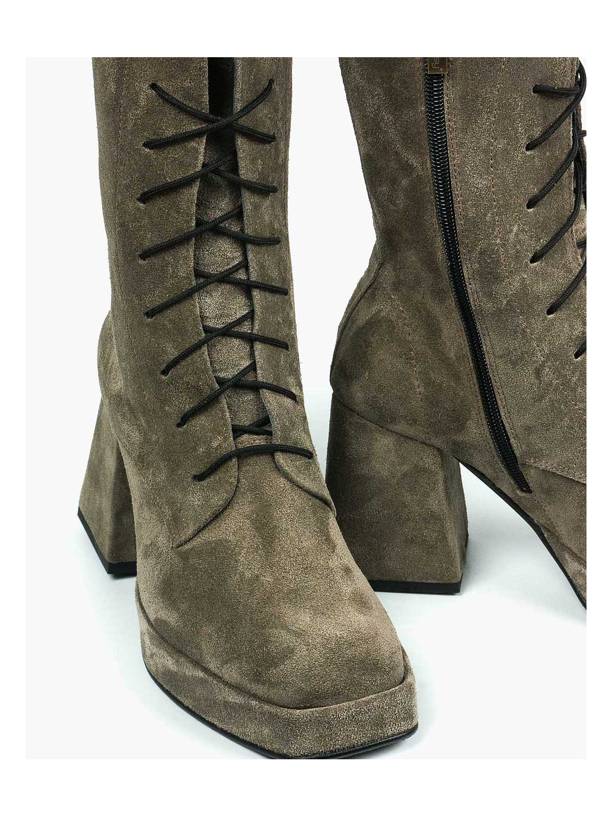 Szare botki damskie skórzane