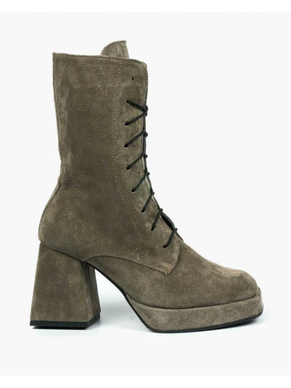 Szare botki damskie skórzane
