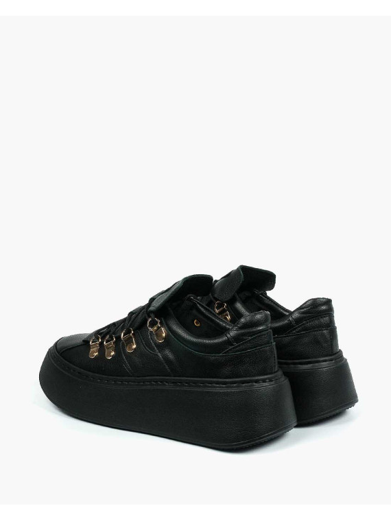 Czarne trampki damskie skórzane