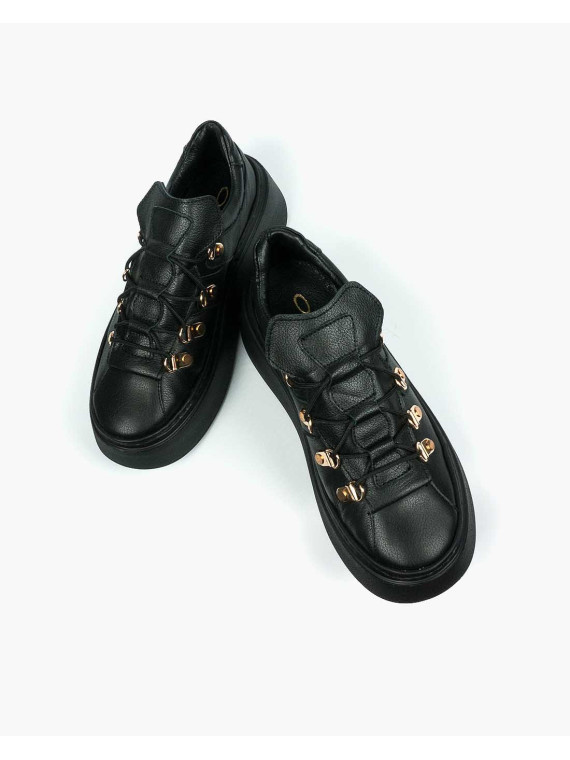 Czarne trampki damskie skórzane