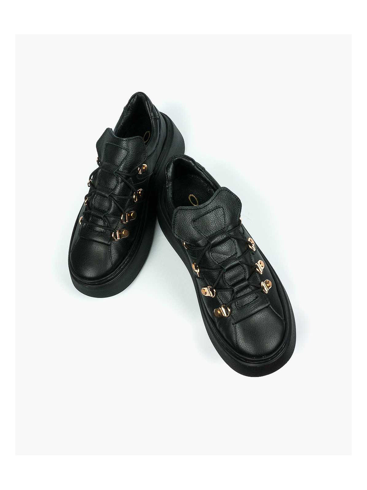 Czarne trampki damskie skórzane