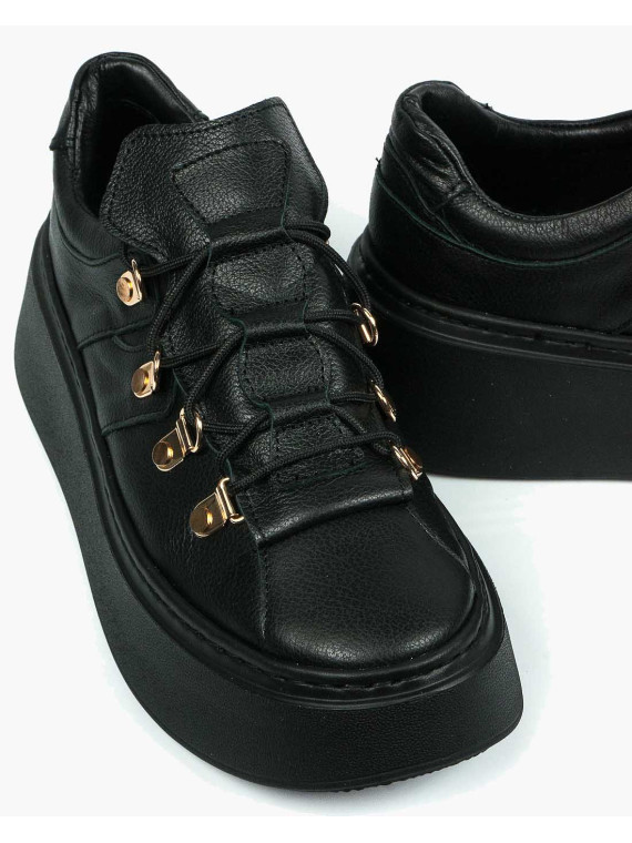 Czarne trampki damskie skórzane