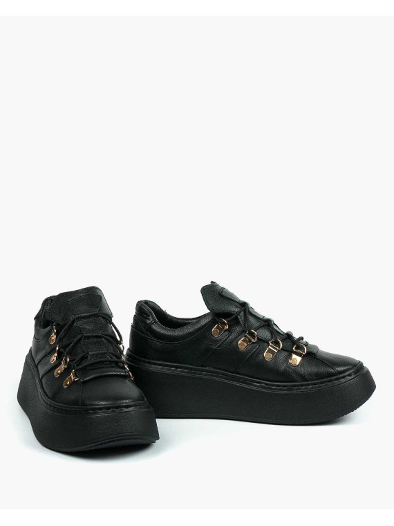Czarne trampki damskie skórzane