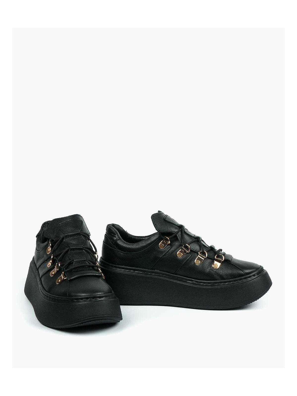 Czarne trampki damskie skórzane