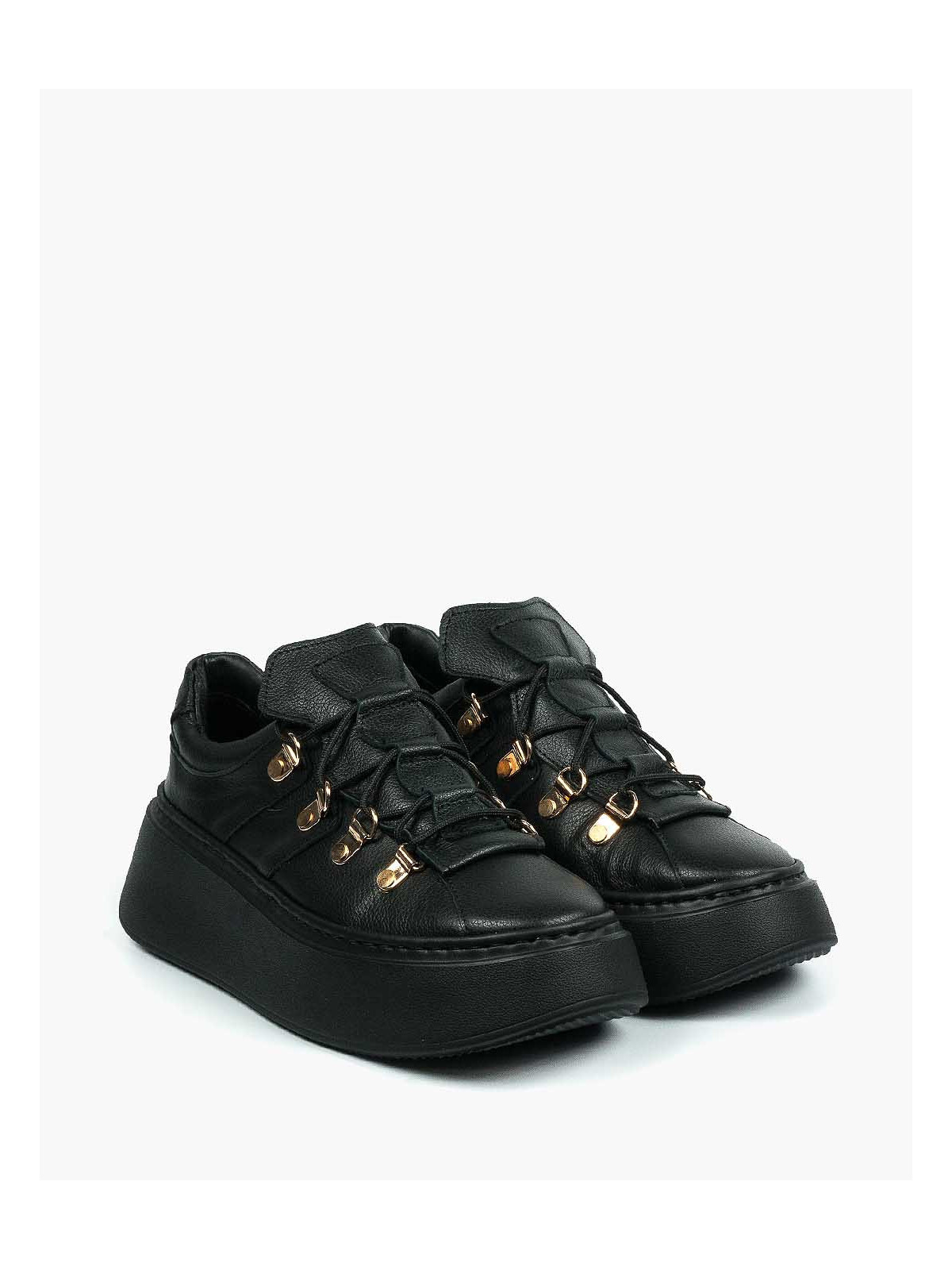 Czarne trampki damskie skórzane