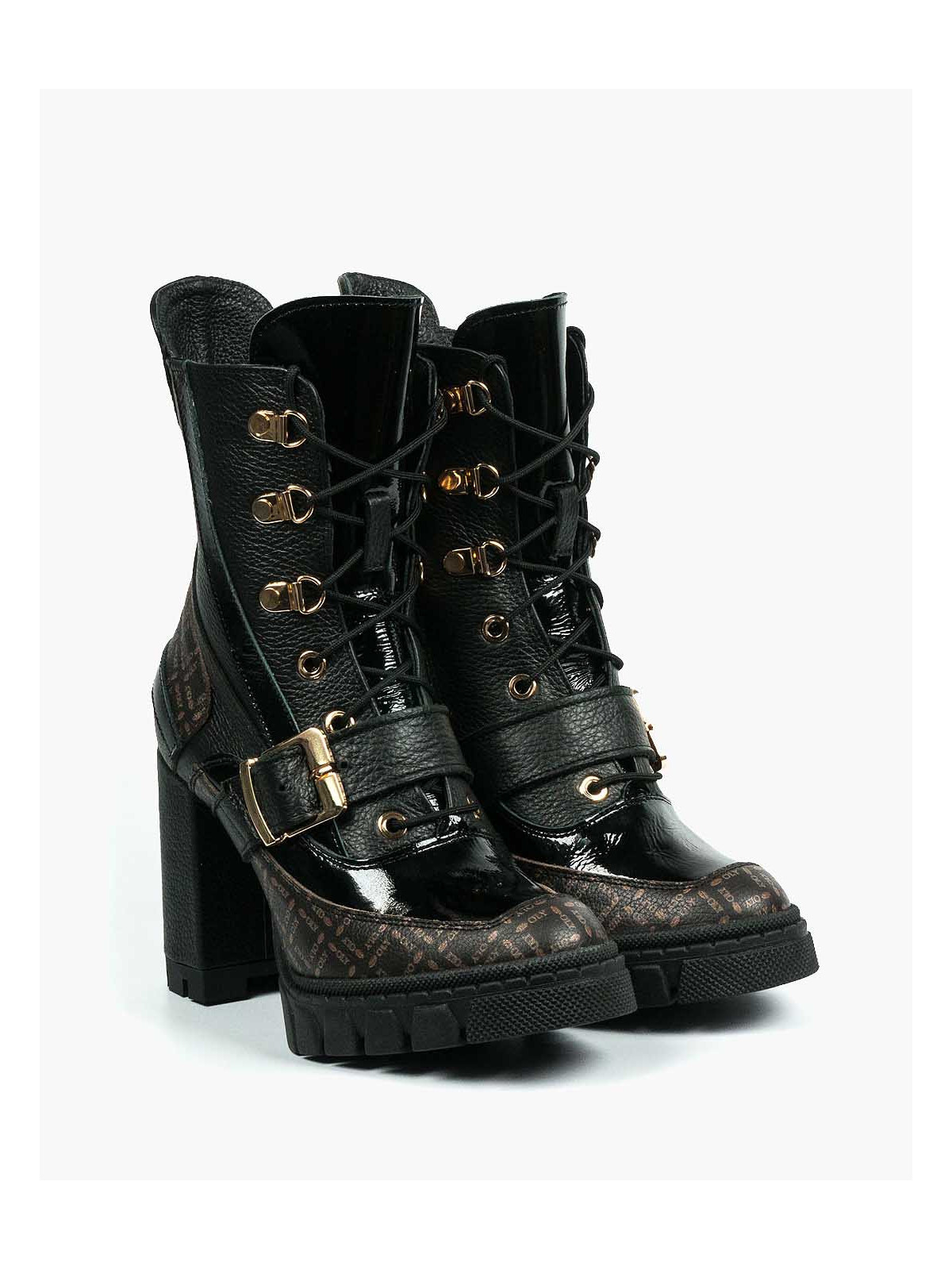 Czarne botki damskie skórzane