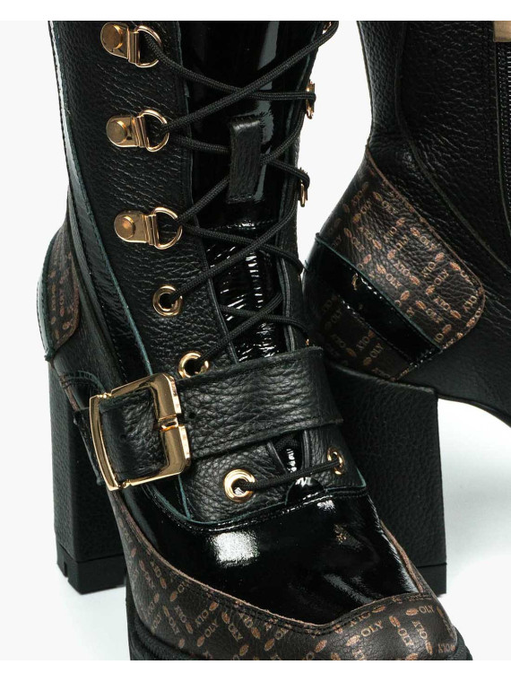 Czarne botki damskie skórzane