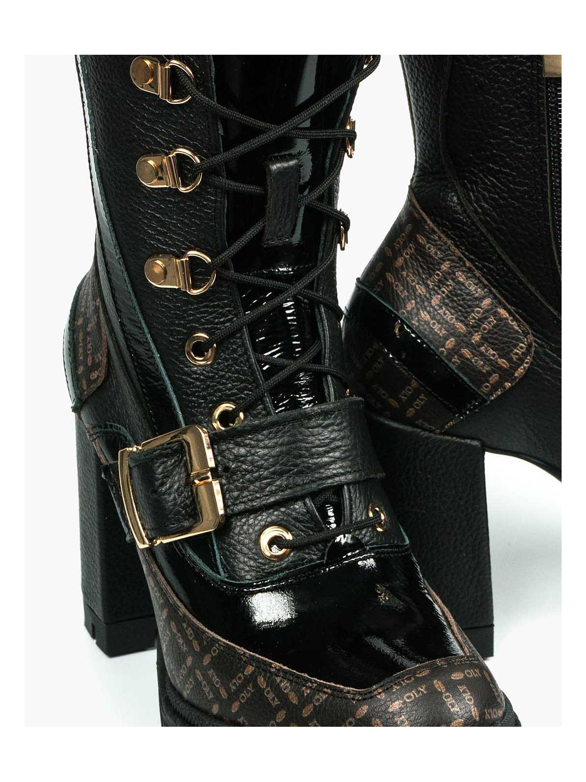 Czarne botki damskie skórzane