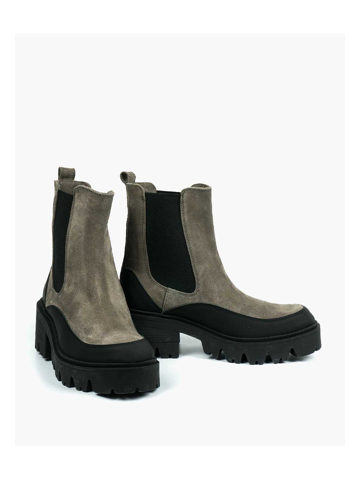 Szare botki damskie skórzane