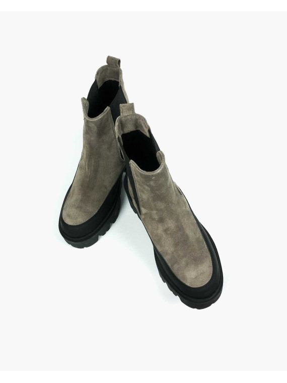 Szare botki damskie skórzane