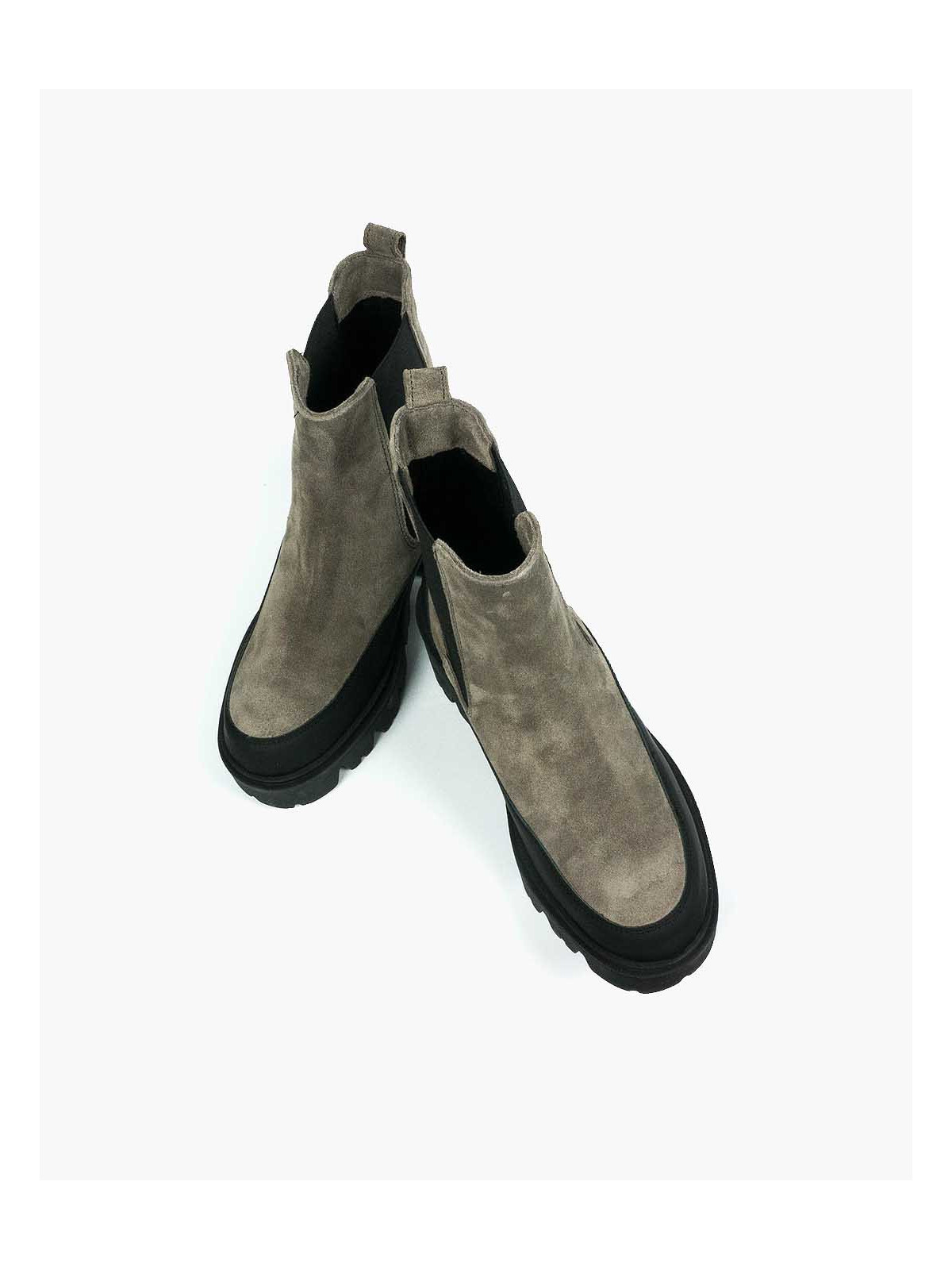 Szare botki damskie skórzane