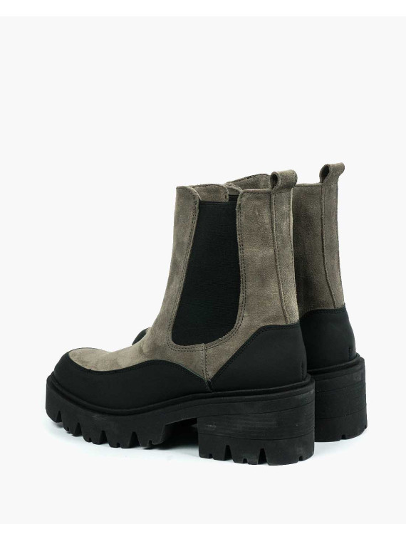 Szare botki damskie skórzane