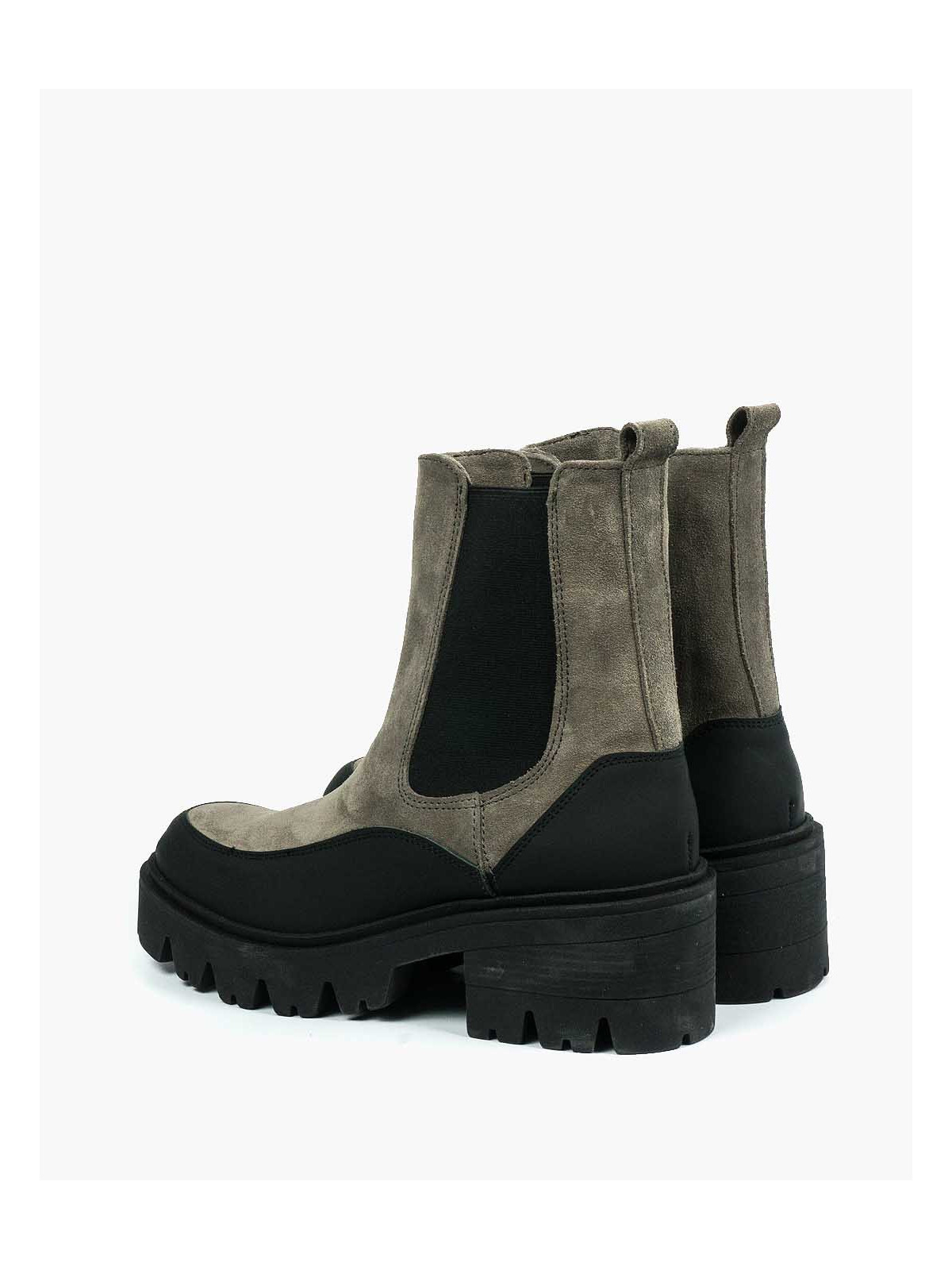 Szare botki damskie skórzane