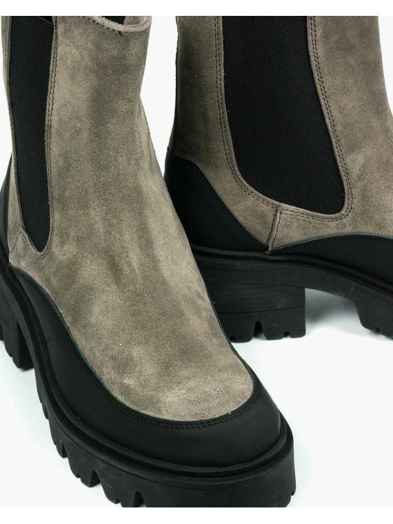 Szare botki damskie skórzane