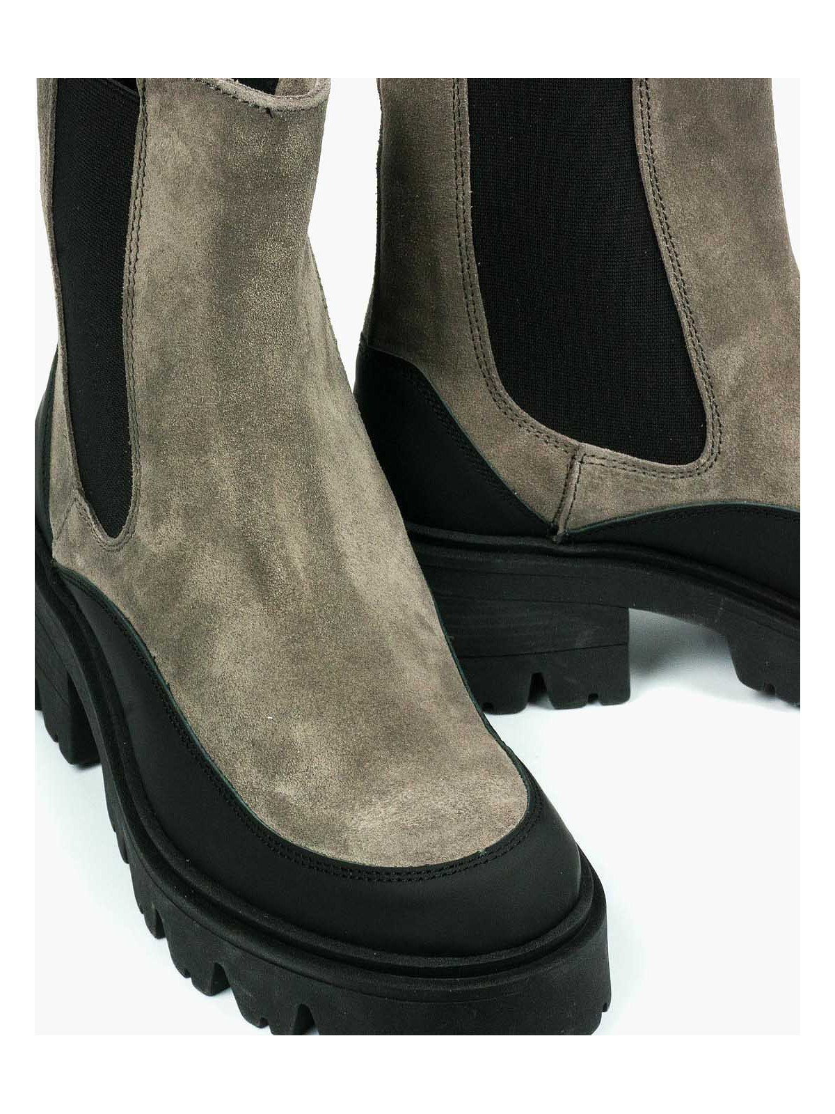 Szare botki damskie skórzane