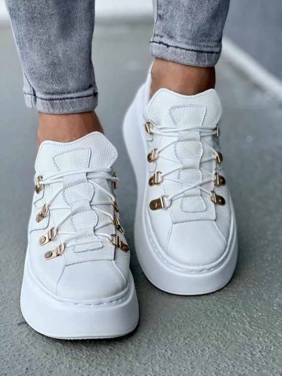 Białe trampki damskie skórzane