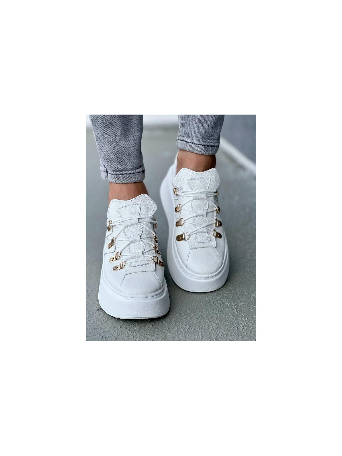 Białe trampki damskie skórzane
