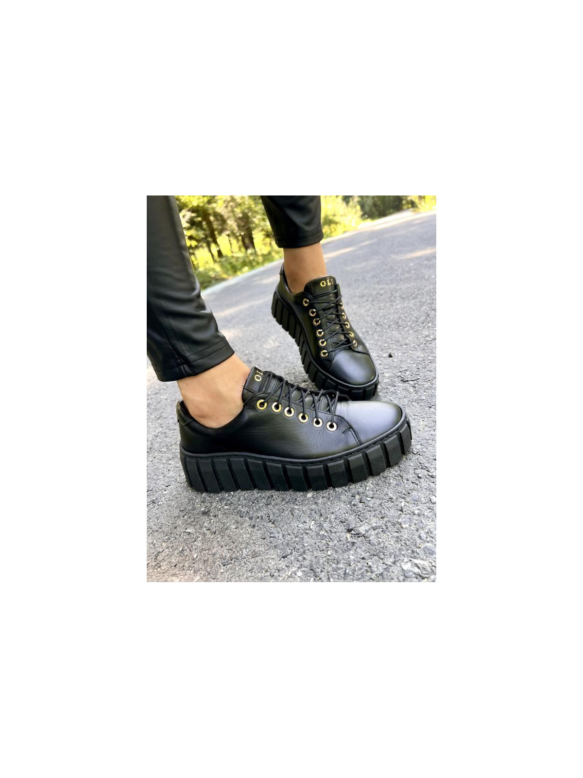 Czarne trampki damskie skórzane