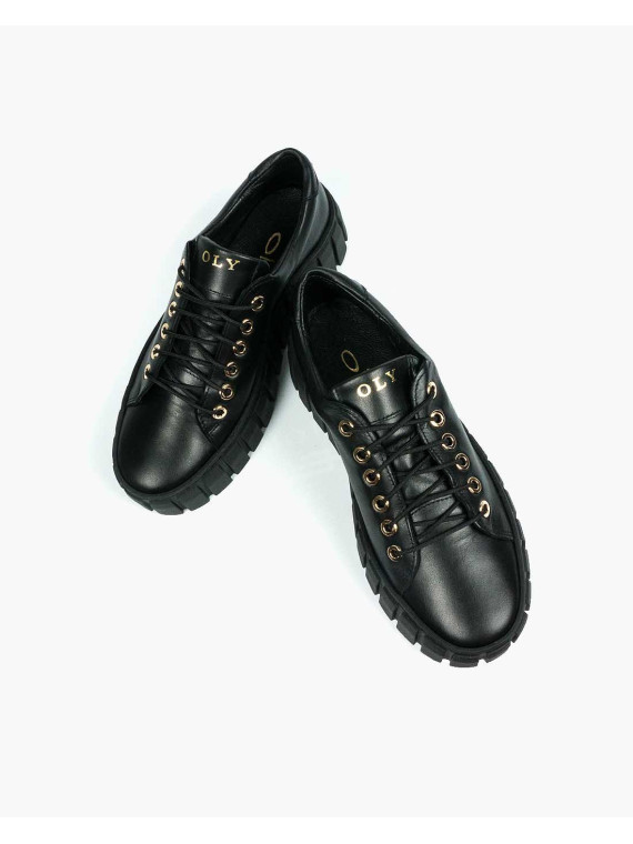 Czarne trampki damskie skórzane