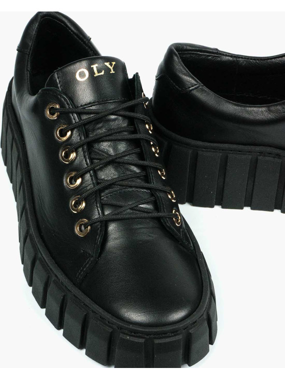 Czarne trampki damskie skórzane