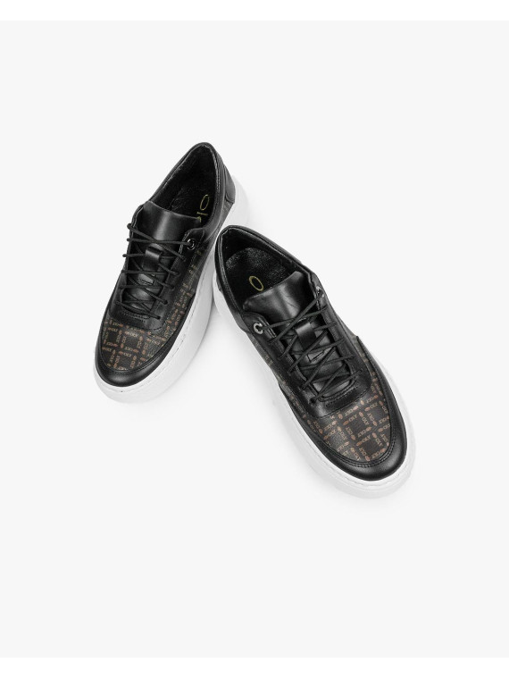 Czarne trampki damskie skórzane