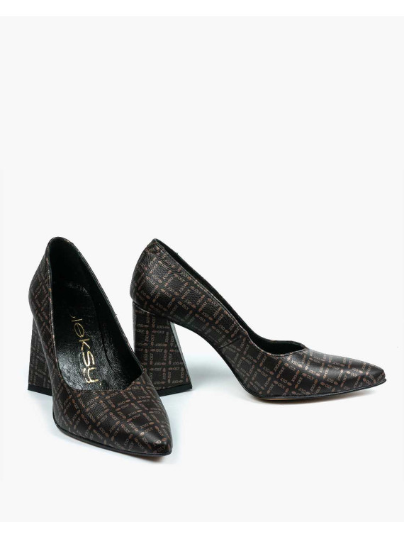 Brązowe czółenka damskie skórzane