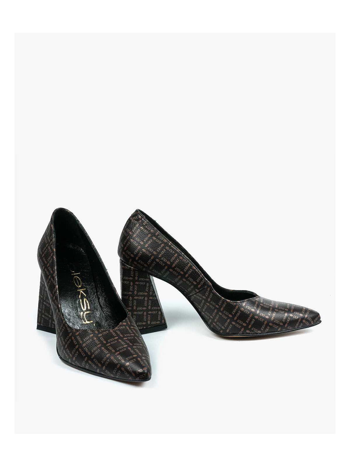 Brązowe czółenka damskie skórzane