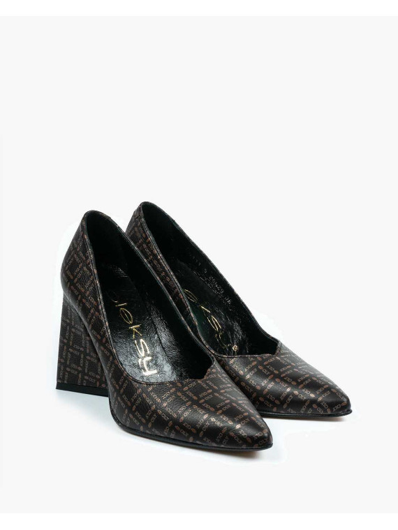 Brązowe czółenka damskie skórzane