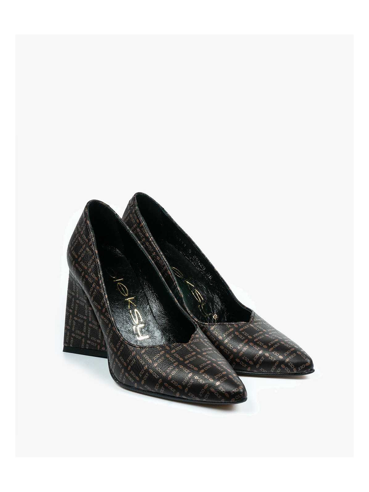 Brązowe czółenka damskie skórzane