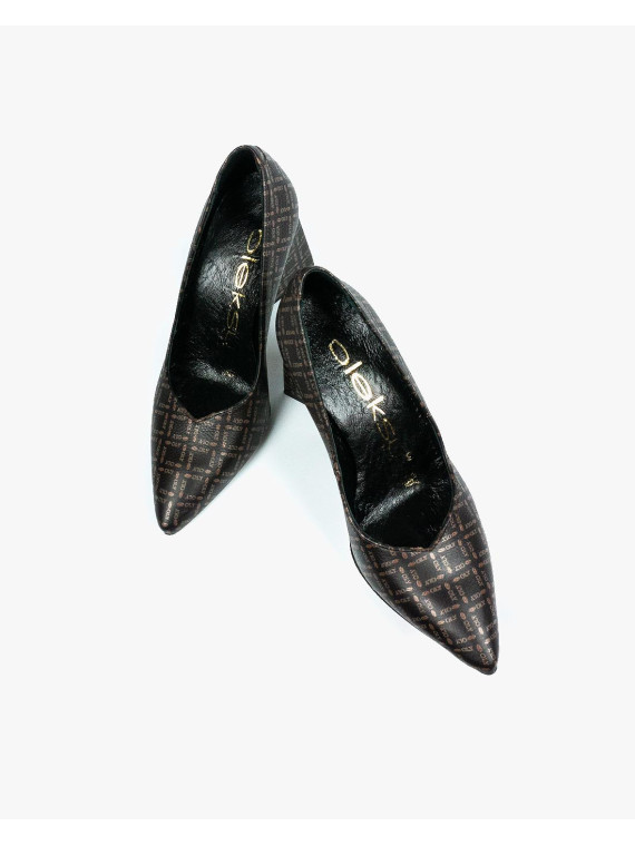 Brązowe czółenka damskie skórzane