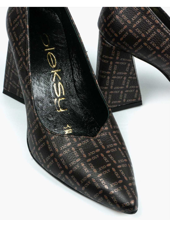 Brązowe czółenka damskie skórzane