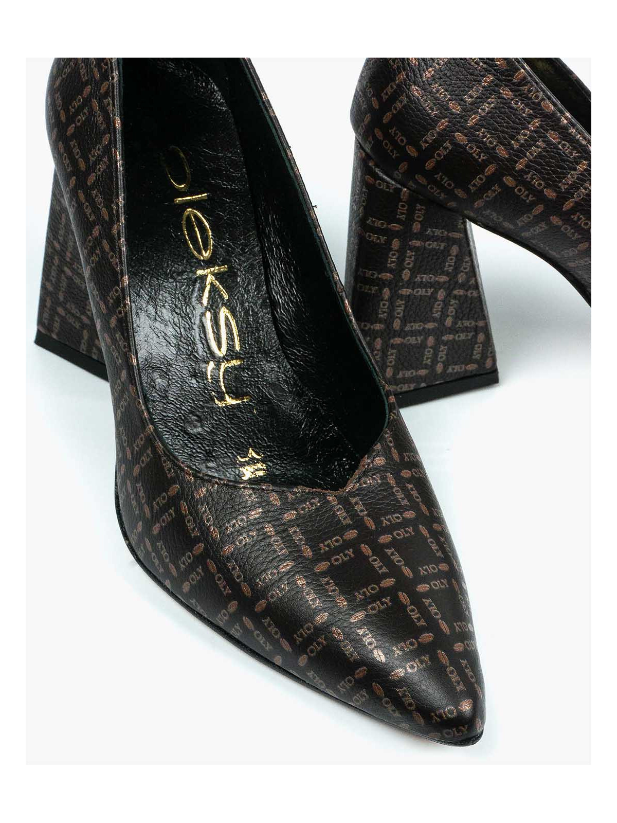 Brązowe czółenka damskie skórzane