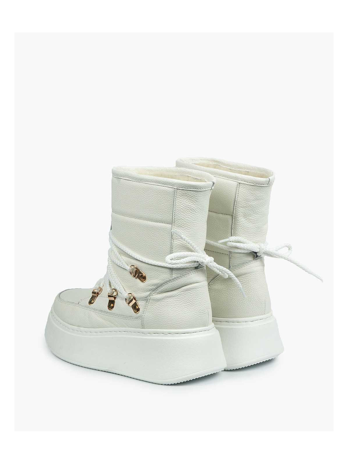 Białe śniegowce damskie skórzane