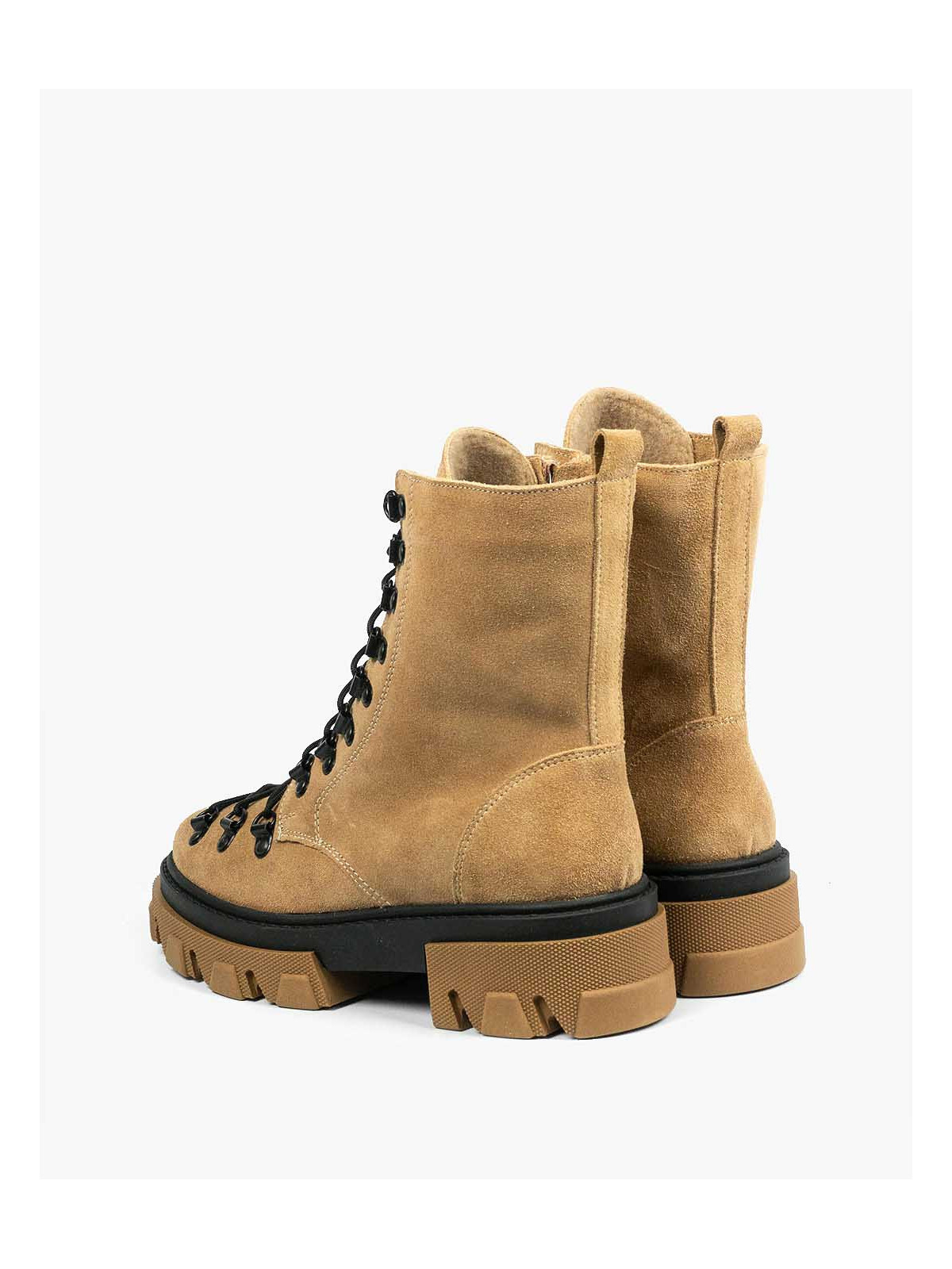 Beżowe trapery damskie skórzane