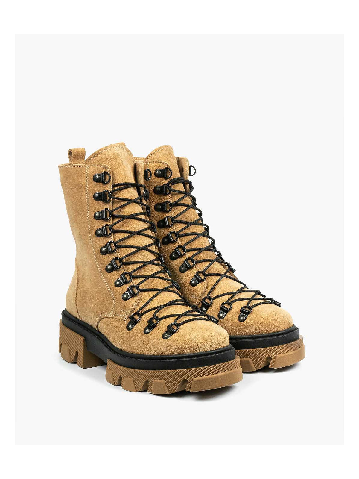 Beżowe trapery damskie skórzane