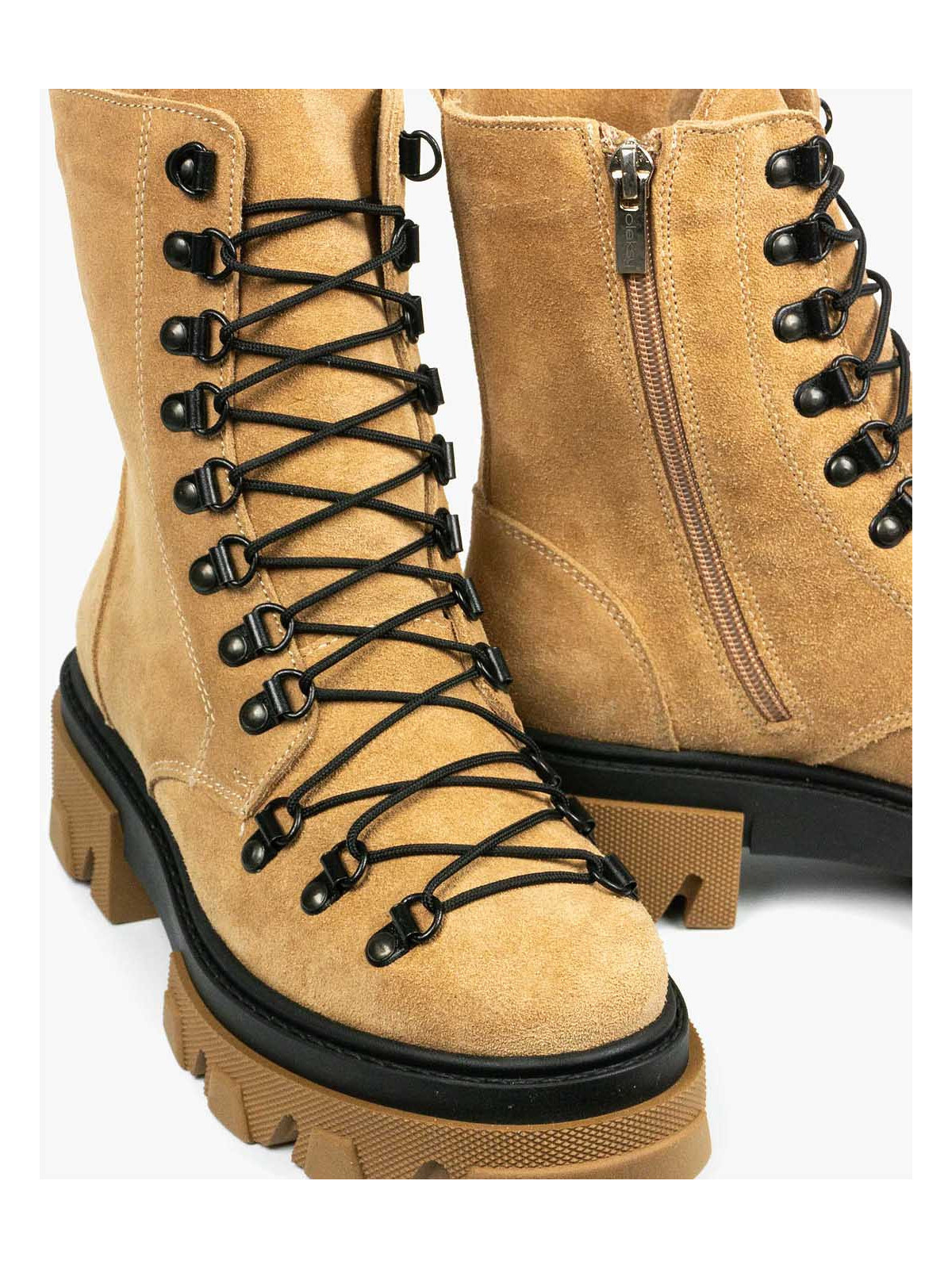 Beżowe trapery damskie skórzane