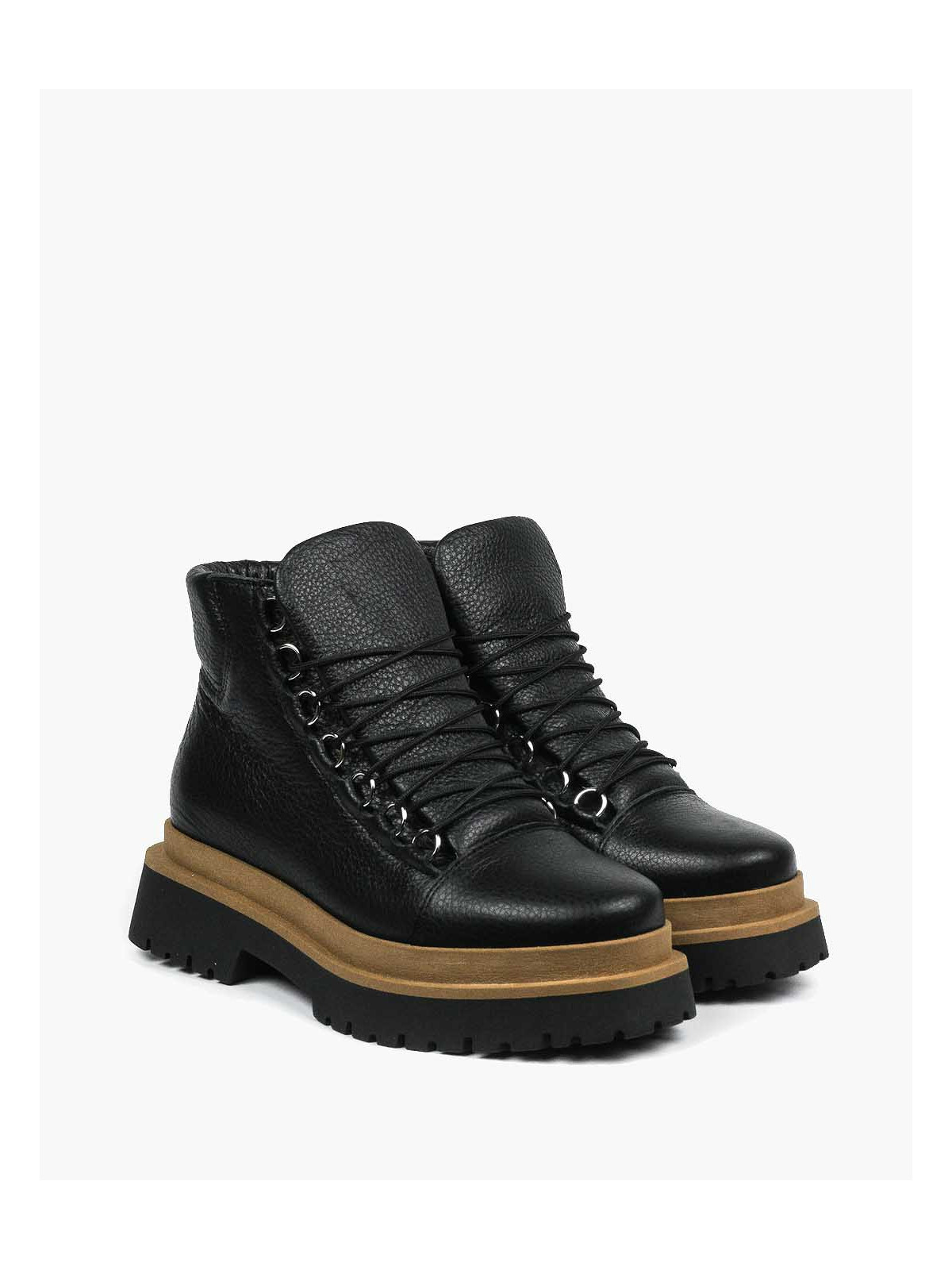 Czarne botki damskie skórzane