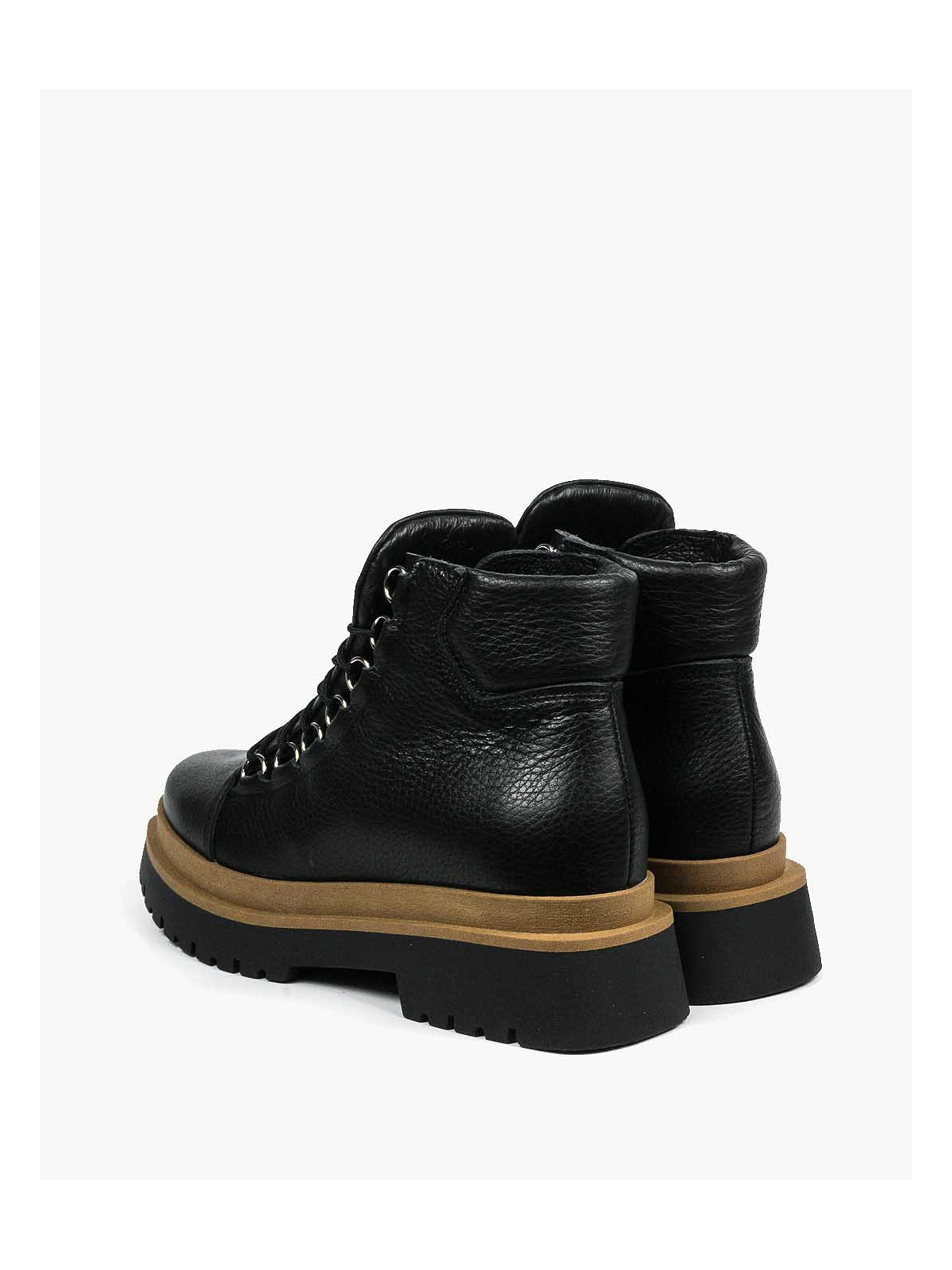 Czarne botki damskie skórzane