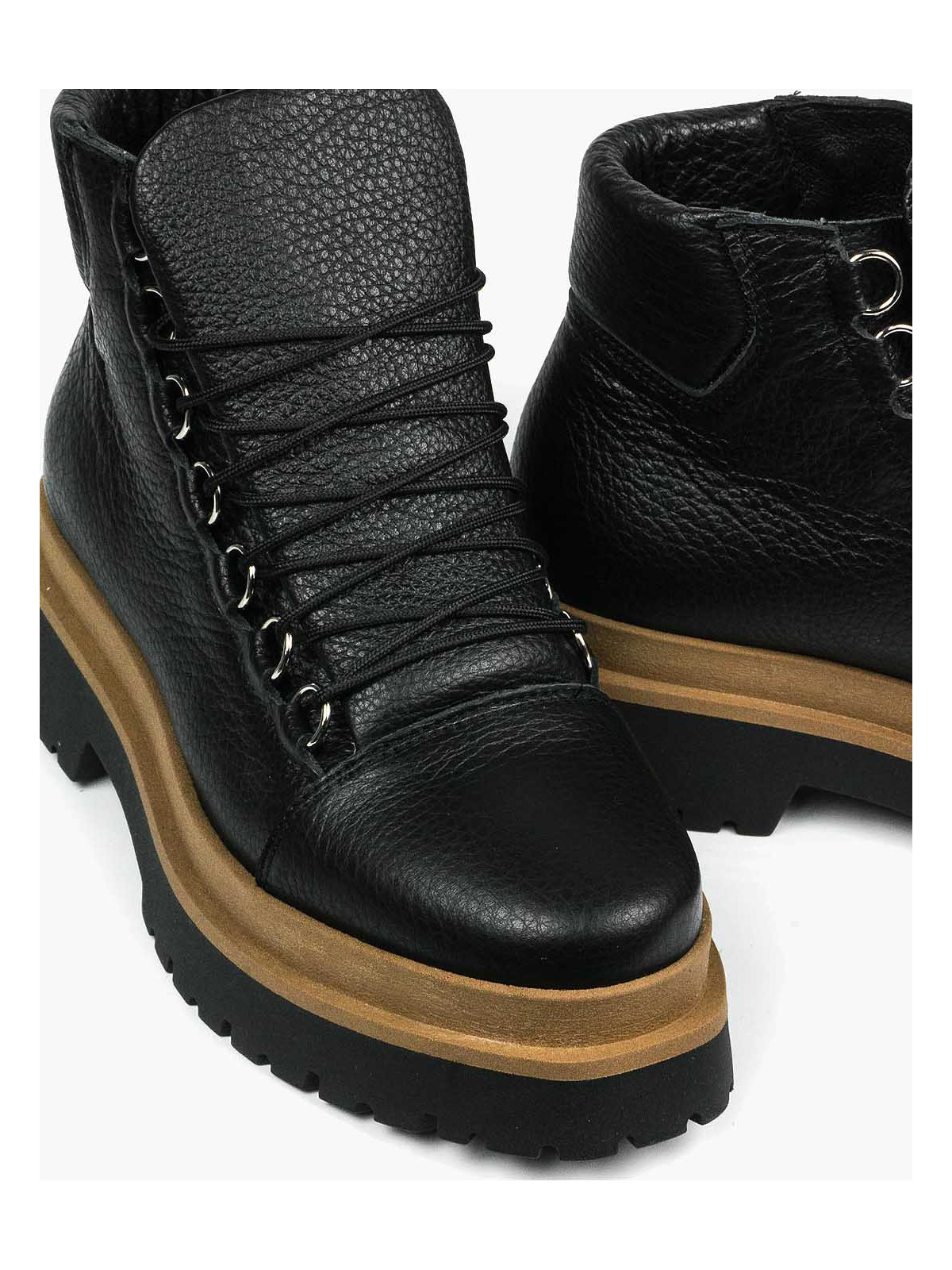 Czarne botki damskie skórzane