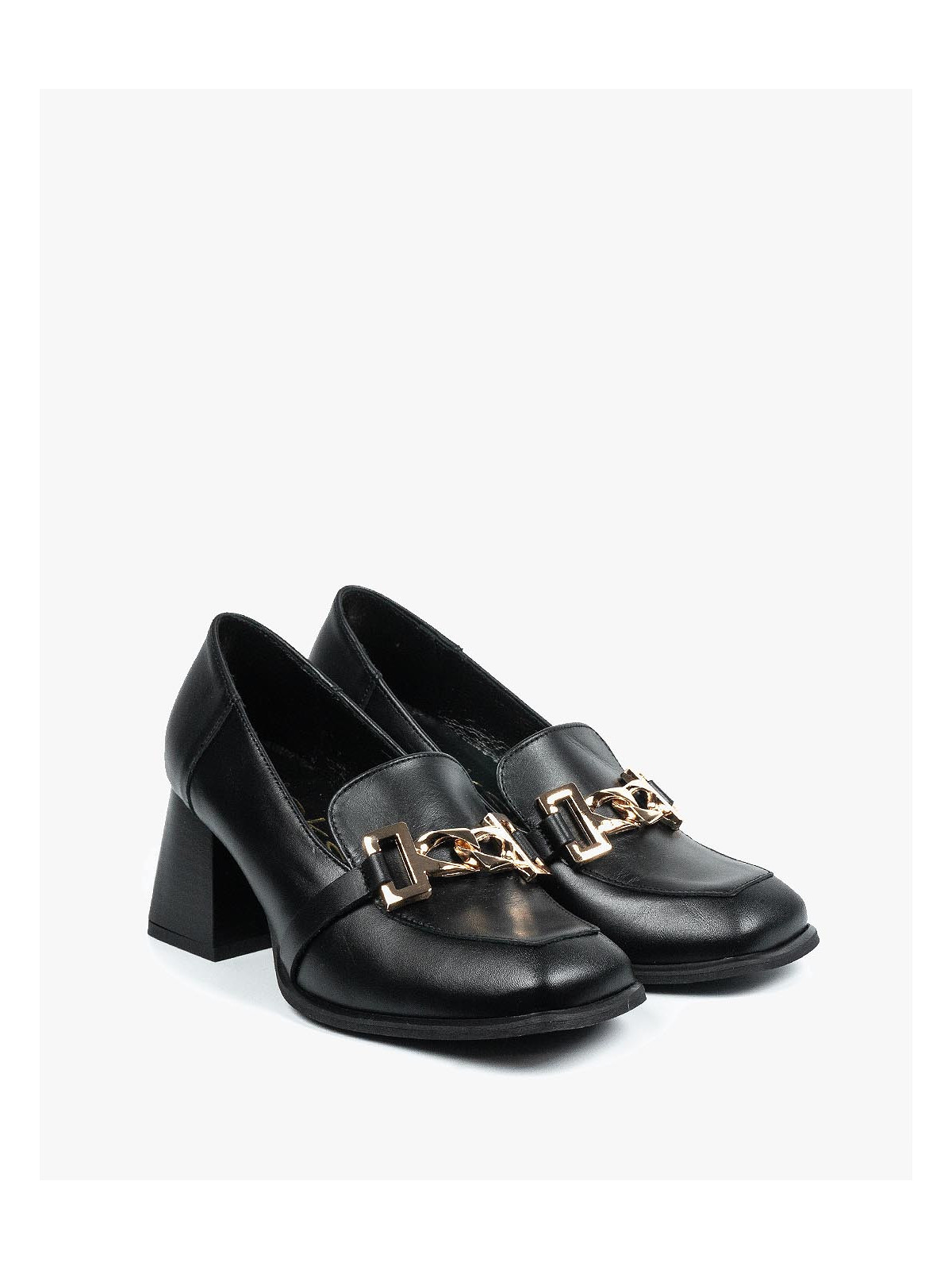 Czarne półbuty damskie skórzane