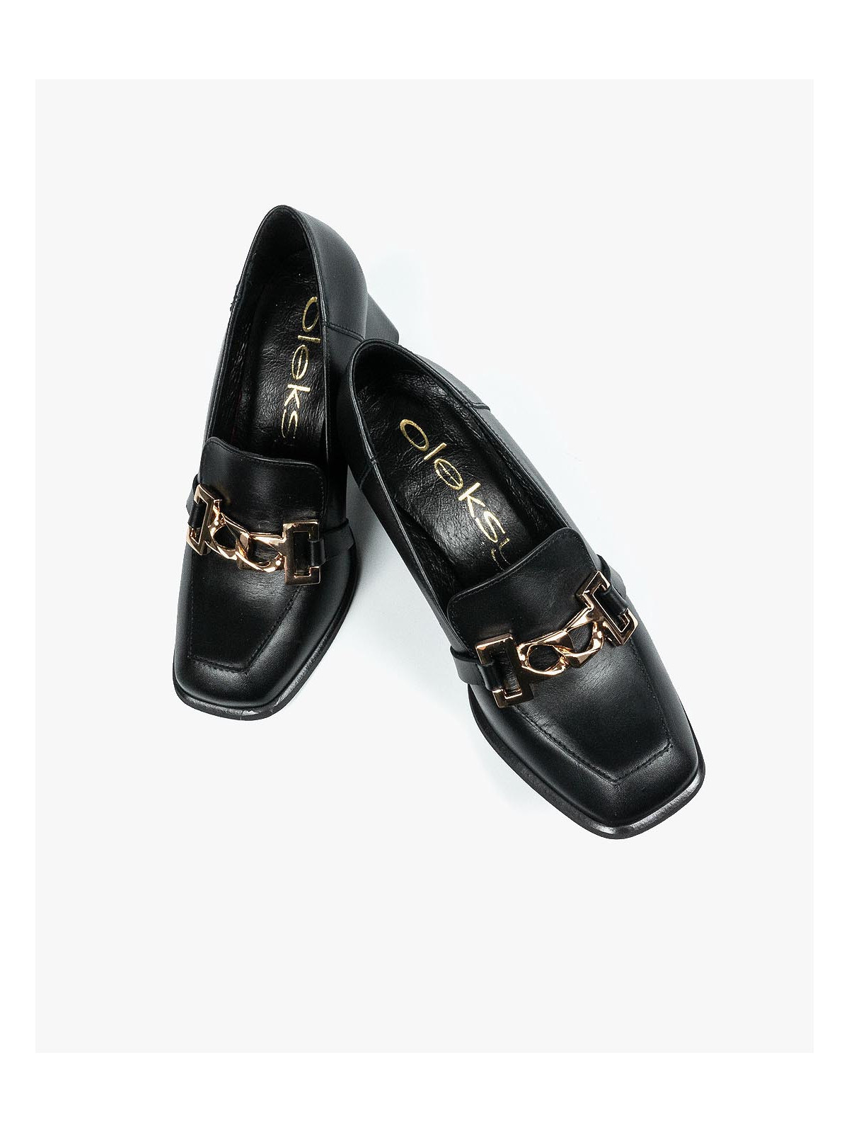 Czarne półbuty damskie skórzane