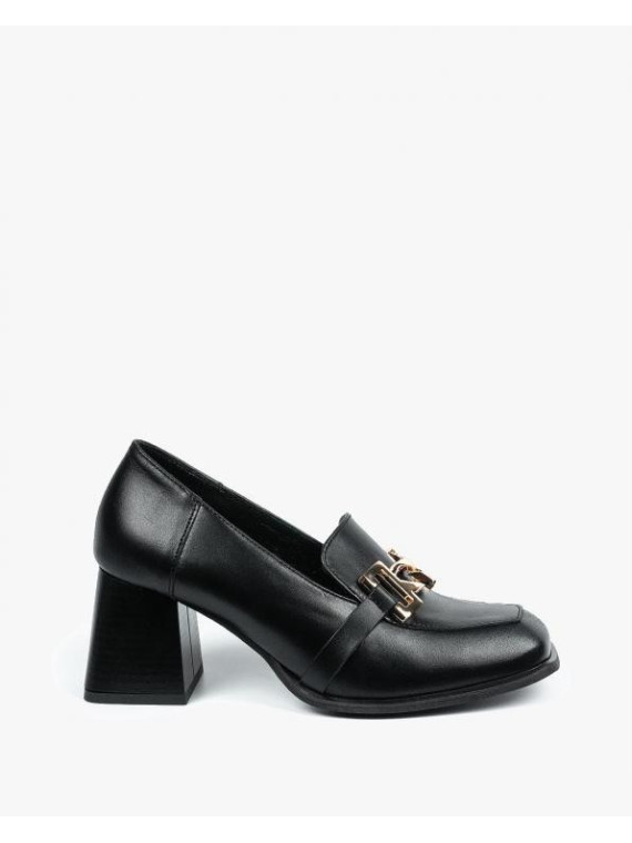 Czarne półbuty damskie skórzane