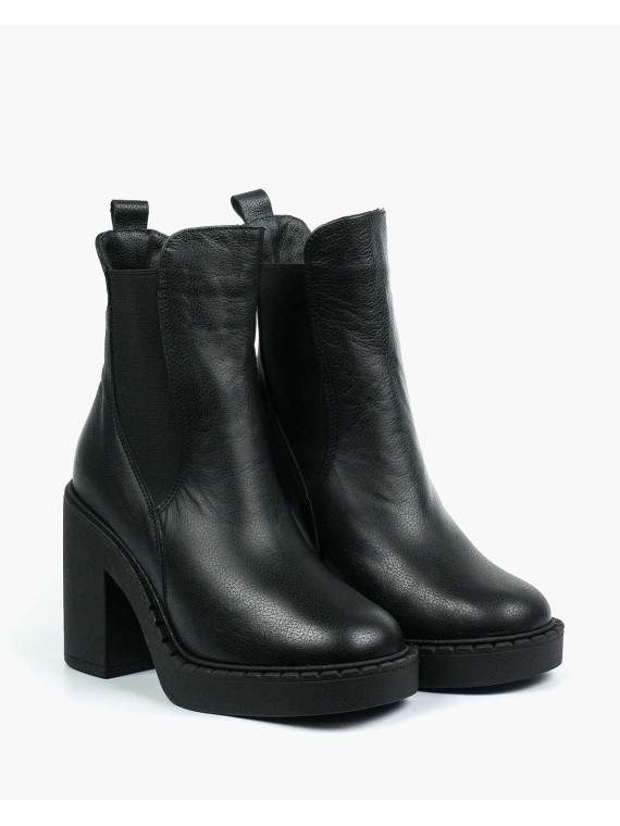 Czarne botki damskie-skórzane