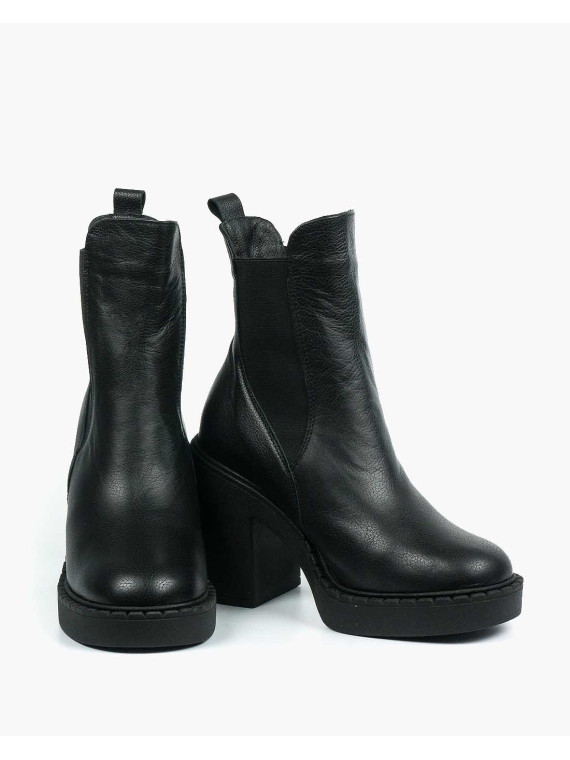 Czarne botki damskie-skórzane
