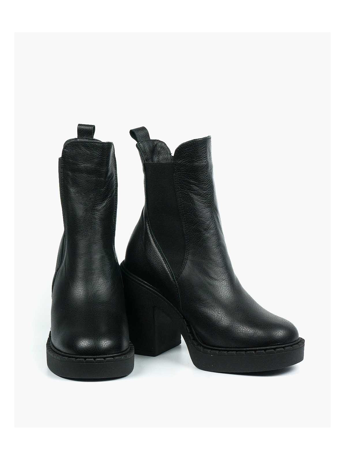 Czarne botki damskie-skórzane