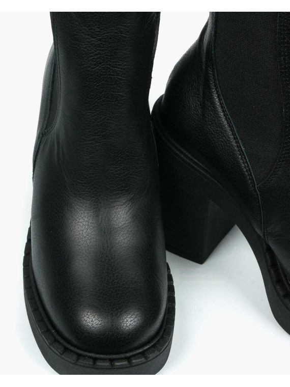 Czarne botki damskie-skórzane