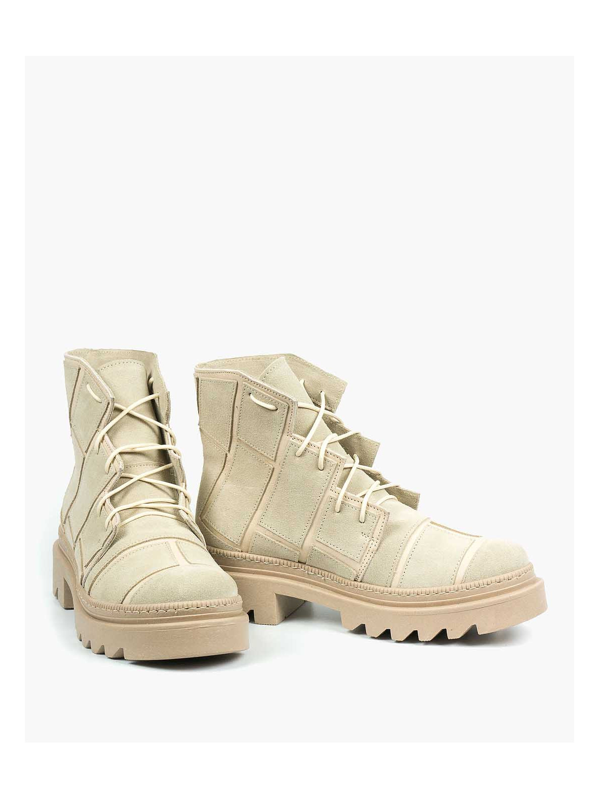 Beżowe botki damskie skórzane