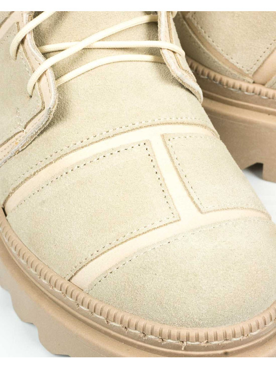 Beżowe botki damskie skórzane